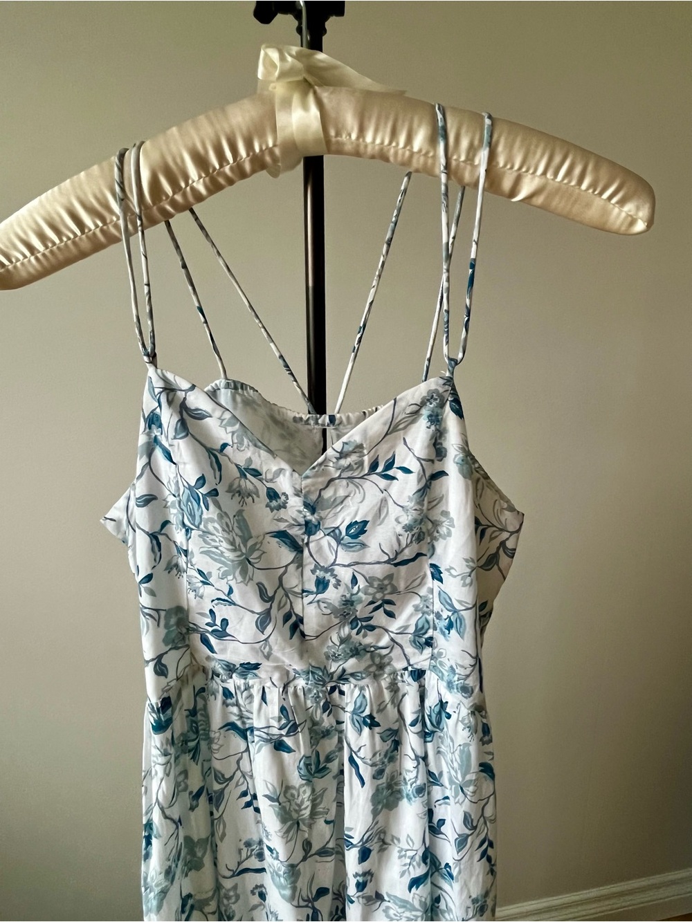 Joie Floral Cottagecore Prairie Maxi Dress Blue White Spaghetti Straps US 12 - Picture 3 of 16